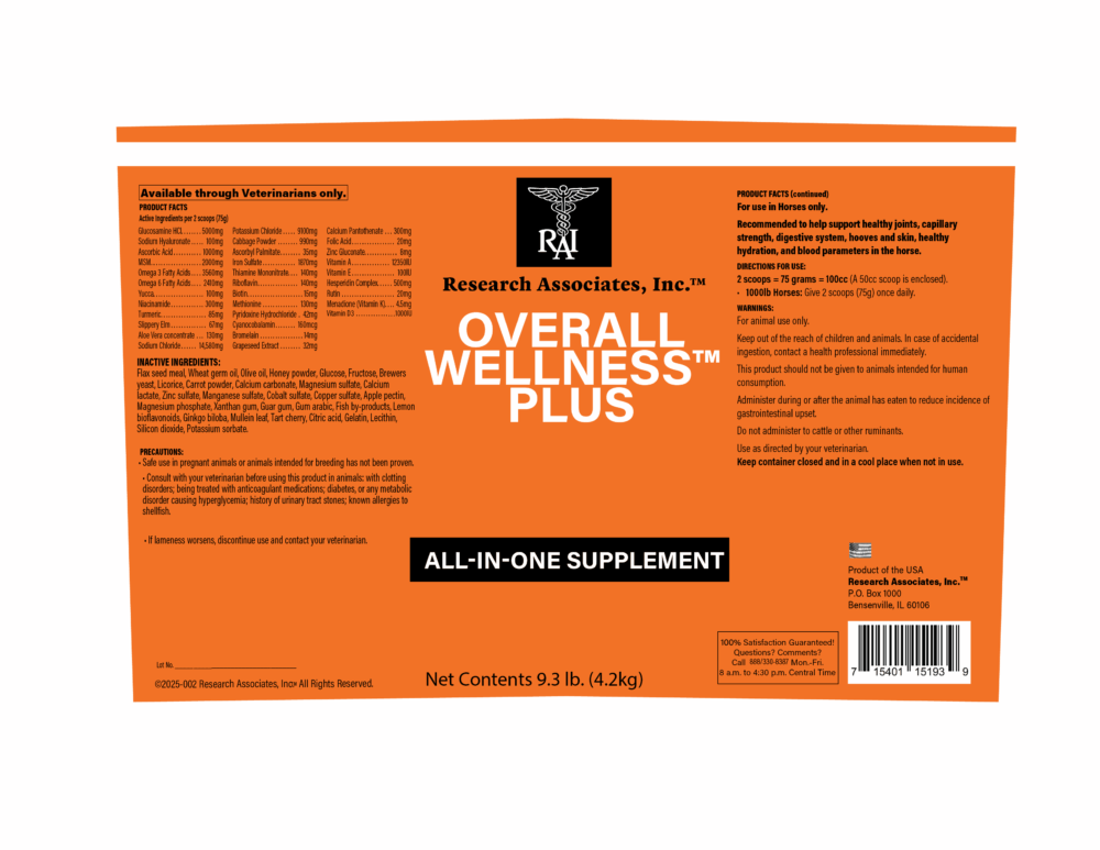 Overall Wellness Plus 9.3lb label 2025